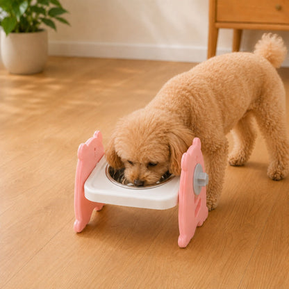 Ortekor Adjustable Elevated Stainless Steel Pet Bowls for Cats & Small Dogs - Tilted Feeding Station for Easier Mealtime & Less Floor Mess