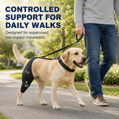 Ortekor Adjustable Hinged Dog Knee Brace for Daily Walks - Rear Leg Support for Unsteady Steps