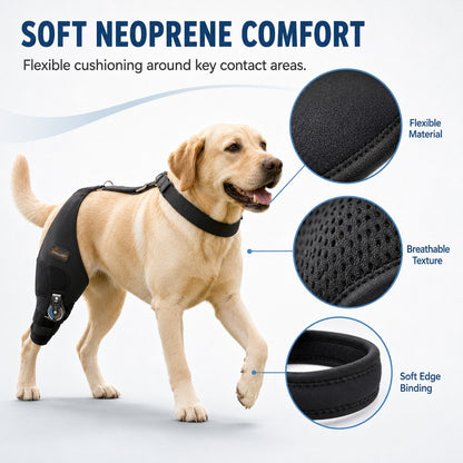 Ortekor Adjustable Hinged Dog Knee Brace for Daily Walks - Rear Leg Support for Unsteady Steps