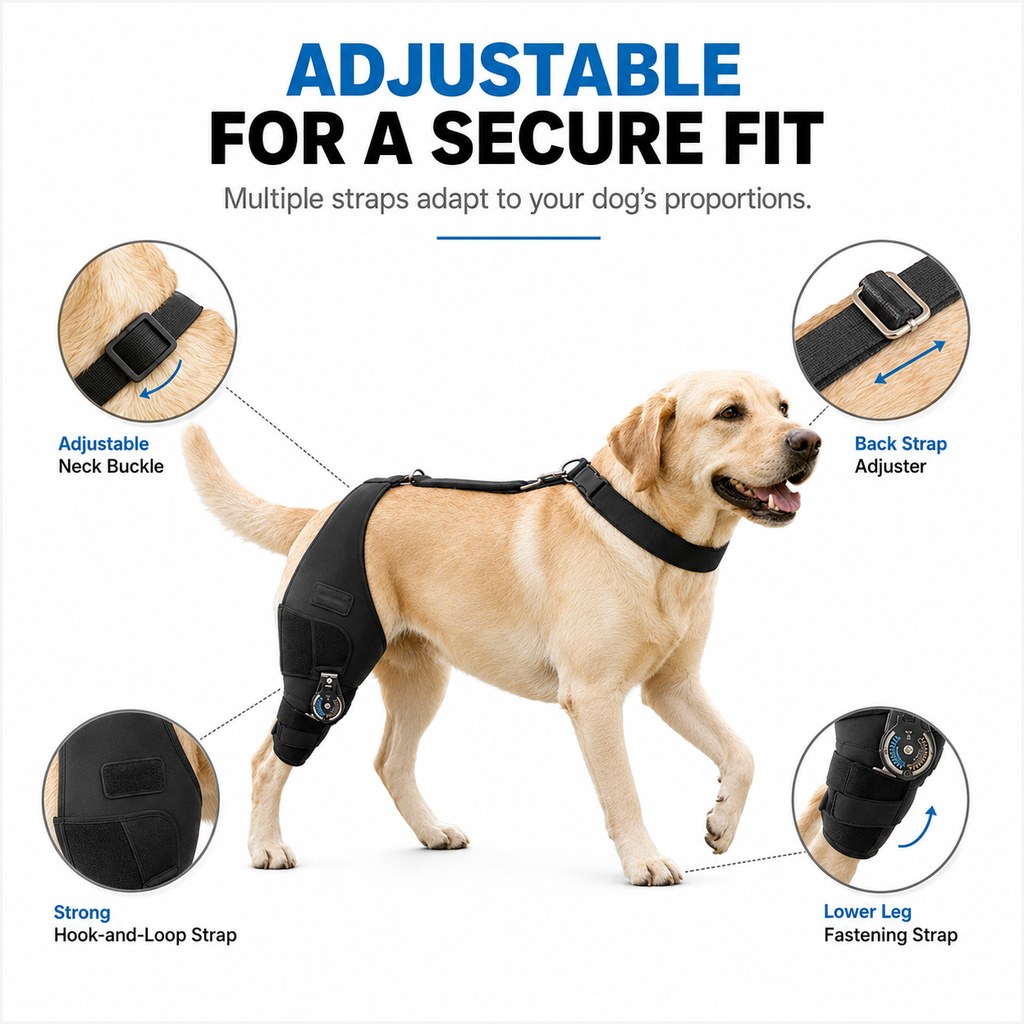 Ortekor Adjustable Hinged Dog Knee Brace for Daily Walks - Rear Leg Support for Unsteady Steps