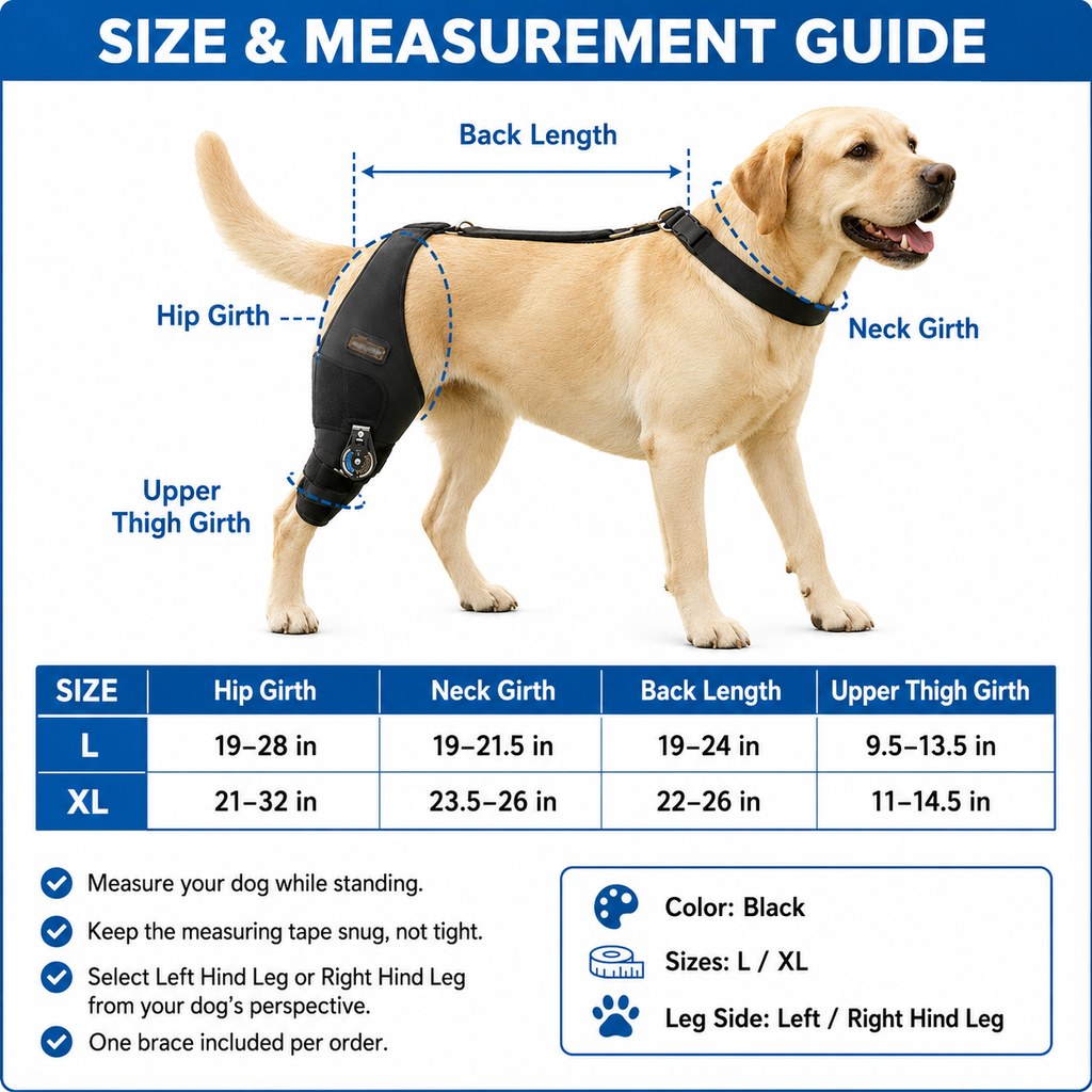 Ortekor Adjustable Hinged Dog Knee Brace for Daily Walks - Rear Leg Support for Unsteady Steps