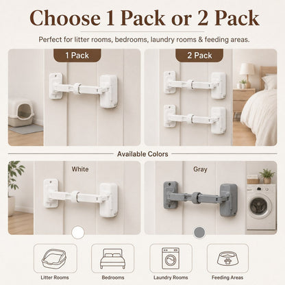 Ortekor Adjustable Pet Door Latch for Litter Rooms - Let Cats In & Help Keep Dogs Out