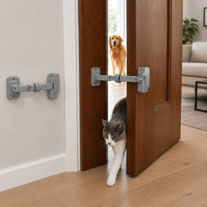 Ortekor Adjustable Pet Door Latch for Litter Rooms - Let Cats In & Help Keep Dogs Out