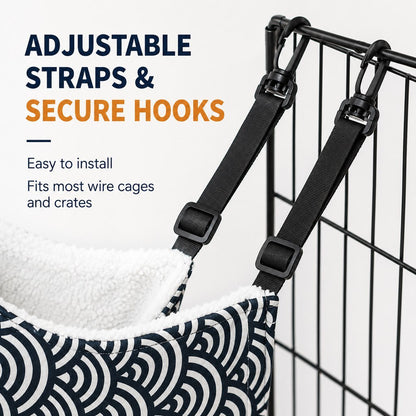 Ortekor Reversible Cat Cage Hammock with Adjustable Straps - Space-Saving Hanging Bed for Wire Crates