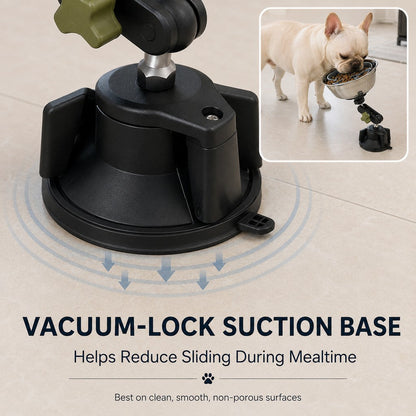 Ortekor Adjustable Suction-Mount Slow Feeder Bowl for French Bulldogs, Cats & Small-to-Medium Dogs - Floor or Vertical Setup Helps Reduce Sliding