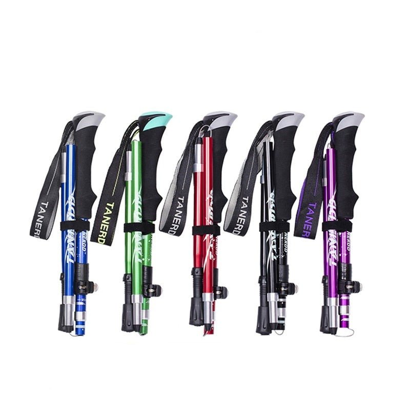 Telescoping Trail Poles for Hiking 43-53 in Collapsible Lightweight Alloy Support Sticks with Quick-Lock Mechanism for Mountain Trekking For