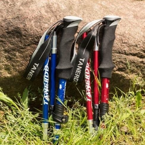 Telescoping Trail Poles for Hiking 43-53 in Collapsible Lightweight Alloy Support Sticks with Quick-Lock Mechanism for Mountain Trekking For