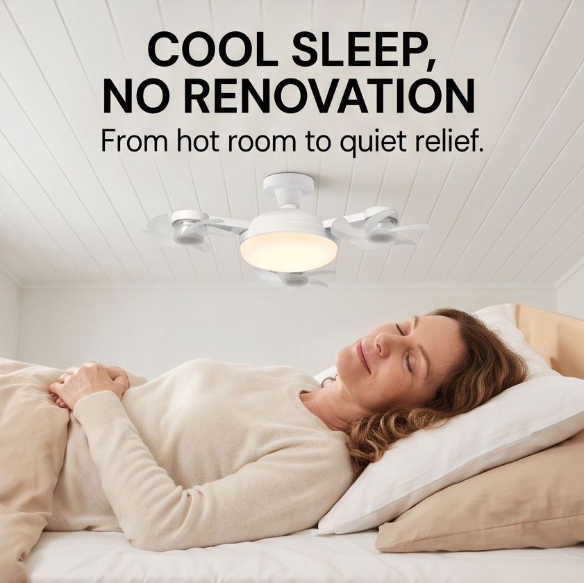 QUADAIR – LED Ceiling Light with Four Fans for Everyday Comfort