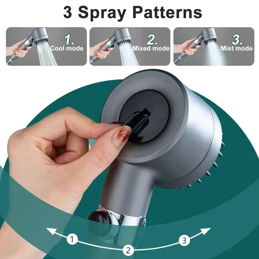 Handheld Filtered Shower Head with 9-Layer Purification System for Hard Water – High Flow Pressure Boost, ABS & Steel Construction, Water Ef