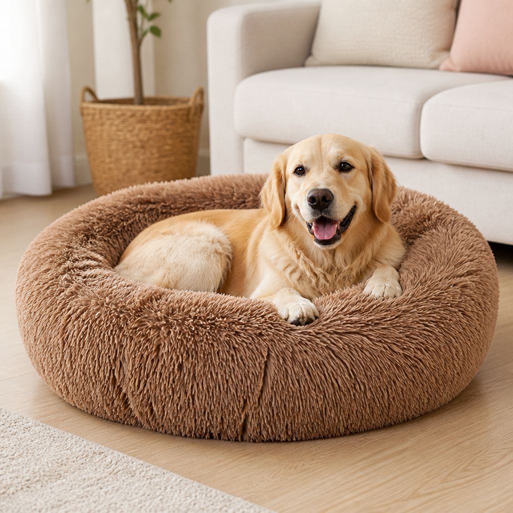 Ortekor Calming Plush Donut Dog Bed