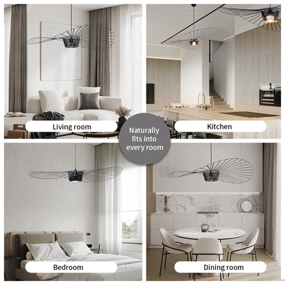 Oversized Drop Ceiling Fixture with Adjustable 59 in Cable for Open-Concept Kitchens & Dining Areas | Wide Sculptural Shade | E27 Socket | M