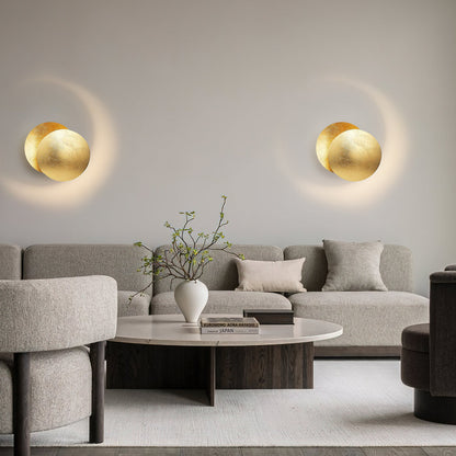 Rotating LED Wall Sconce Light Fixture – 9 in Aluminum Disc Lamp for Bedrooms, Hallways & Accent Lighting | Gold White Copper Black
