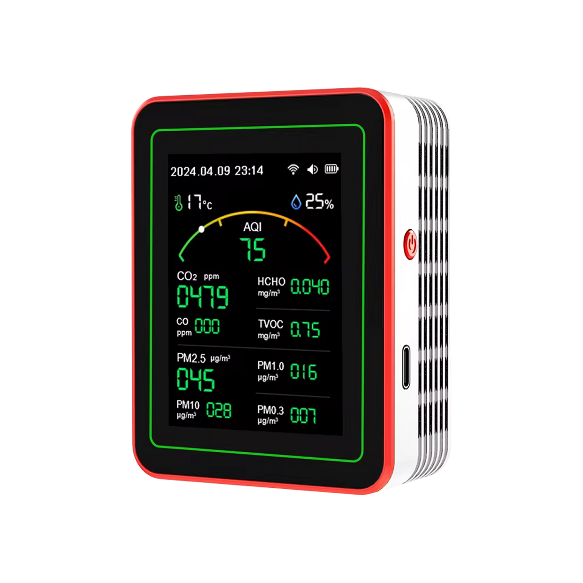 15-in-1 Indoor Air Quality Monitor with WiFi – Real-Time CO2, VOC, Formaldehyde & PM2.5 Detector for Home, Office & Smart Automation