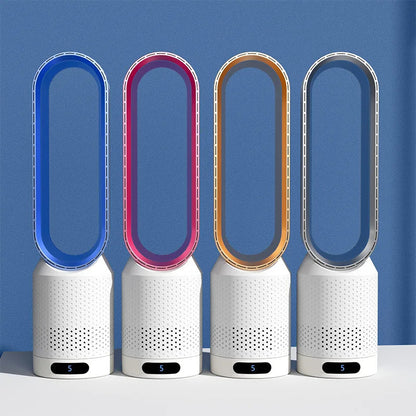 Bladeless Tower Fan and Space Heater Combo with Remote Control – Dual Heating and Cooling Air Circulator for Bedroom, Living Room, Nursery