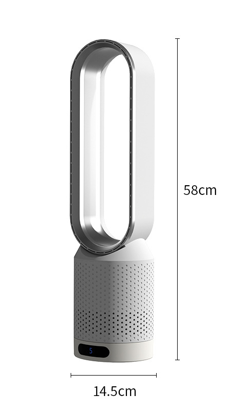 Bladeless Tower Fan and Space Heater Combo with Remote Control – Dual Heating and Cooling Air Circulator for Bedroom, Living Room, Nursery