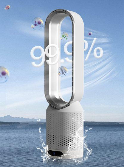 Bladeless Tower Fan and Space Heater Combo with Remote Control – Dual Heating and Cooling Air Circulator for Bedroom, Living Room, Nursery