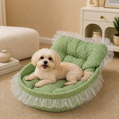 Ortekor All-Season Bolster Pet Bed for Cats & Small Dogs - Cushioned Indoor Lounger with Raised Sides