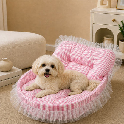 Ortekor All-Season Bolster Pet Bed for Cats & Small Dogs - Cushioned Indoor Lounger with Raised Sides