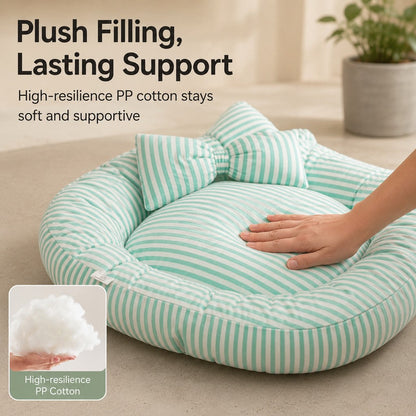 Ortekor All-Season Bolster Pet Bed with Pillow for Cats & Small Dogs - Soft Raised-Edge Support for Indoor Naps