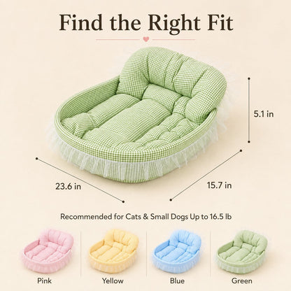 Ortekor All-Season Bolster Pet Bed for Cats & Small Dogs - Cushioned Indoor Lounger with Raised Sides