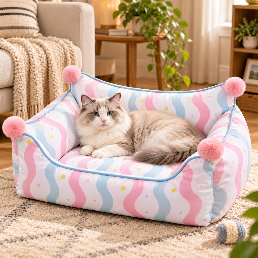 Ortekor All-Season Pet Sofa Bed with Supportive Bolsters & Pillow for Cats and Small Dogs