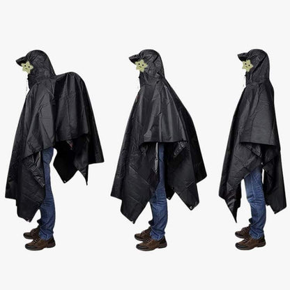Packable Rain Poncho for Hiking, Camping & Emergency Outdoor Use - Lightweight Waterproof Cover with Hood - Fits Over Backpacks - One Size