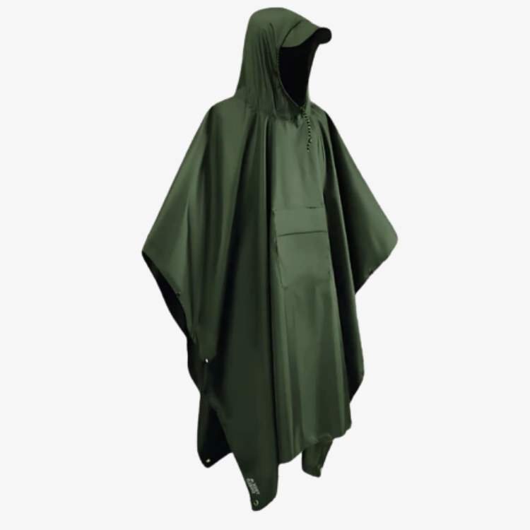 Packable Rain Poncho for Hiking, Camping & Emergency Outdoor Use - Lightweight Waterproof Cover with Hood - Fits Over Backpacks - One Size