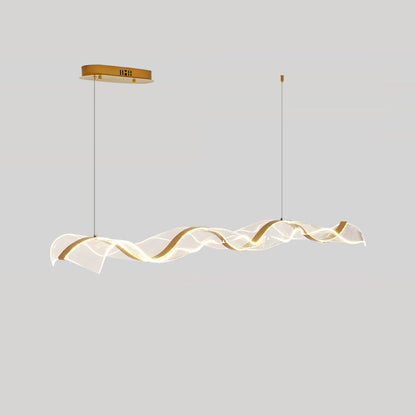 Linear LED Ceiling Light Fixture 39-59 Inch Dimmable Acrylic Pendant Lamp for Dining Room Living Room Kitchen Modern Hanging Light with Remo