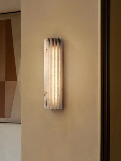 Natural Stone Wall Sconce 12 in Integrated LED Ribbed Surface Indoor Lighting Fixture for Bedroom Hallway Living Room Warm Ambient Glow