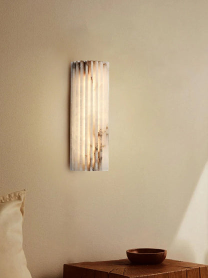 Natural Stone Wall Sconce 12 in Integrated LED Ribbed Surface Indoor Lighting Fixture for Bedroom Hallway Living Room Warm Ambient Glow