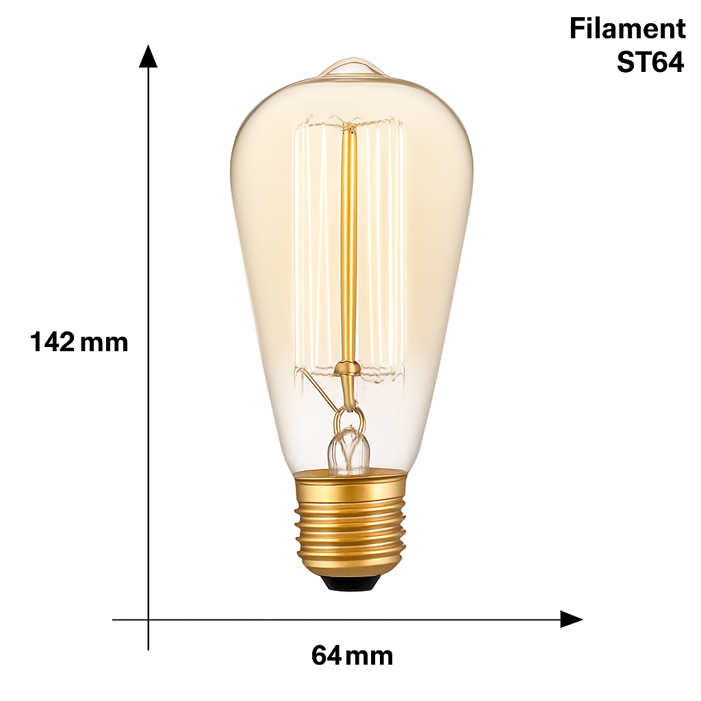 E27 Filament Incandescent Bulb 40W Warm White Glass Vintage Edison Style for Pendant Fixtures Dining Room Bedroom Cafe Restaurant Ambient De