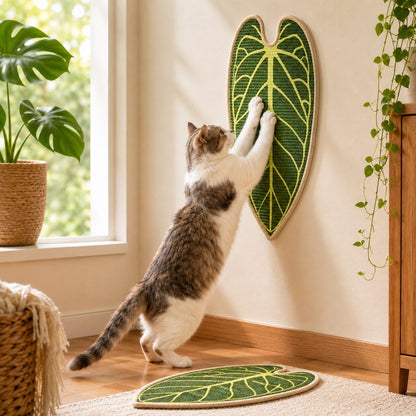 Ortekor Botanical Stick-On Sisal Cat Scratcher Mat for Walls, Doors & Floors - Redirect Scratching Away From Furniture
