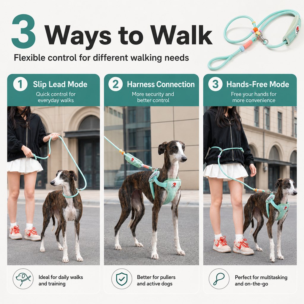 Ortekor Anti-Choke Dog Leash for Everyday Walks - Padded Neck Protection & Better Control for Pullers