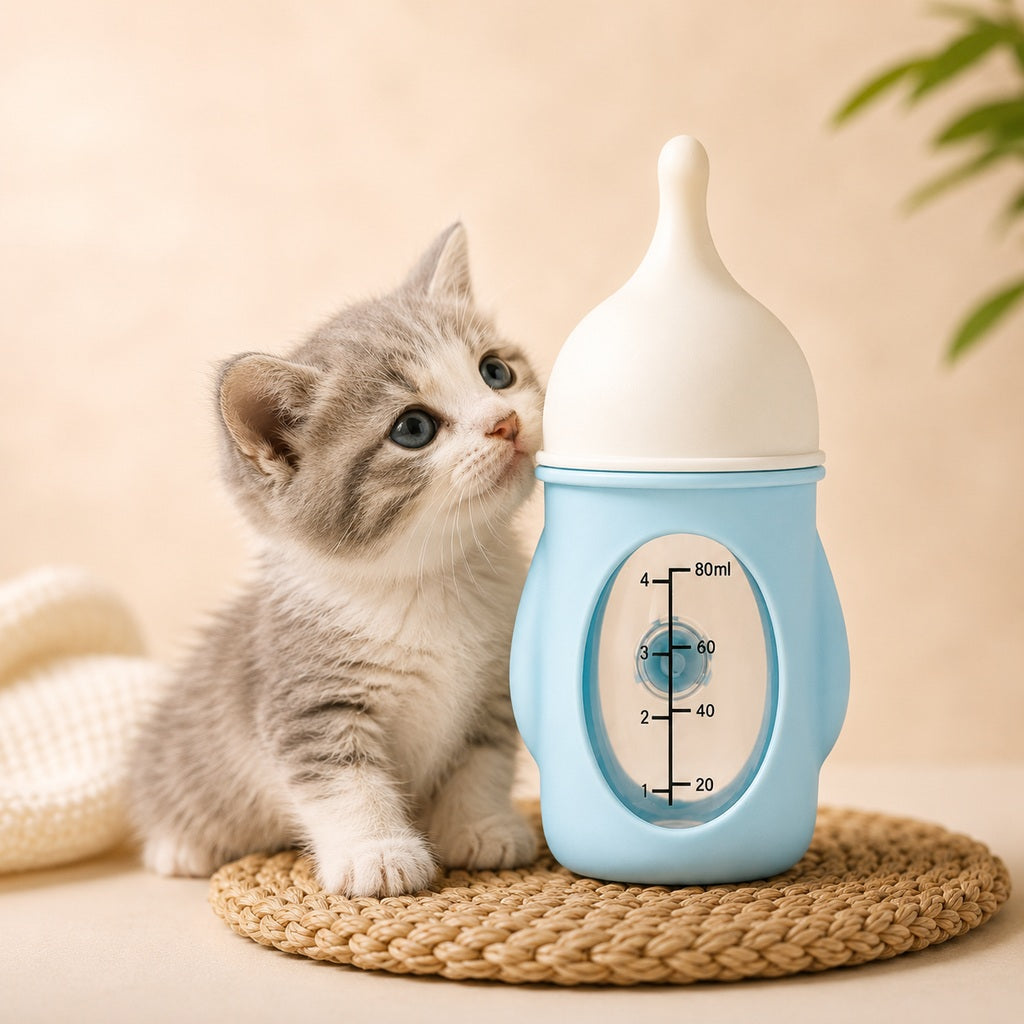 Ortekor Newborn Puppy & Kitten Nursing Bottle – Anti-Choke Silicone Pet Feeder for Safe, Gentle Milk Feeding at Home
