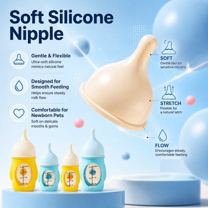 Ortekor Newborn Puppy & Kitten Nursing Bottle – Anti-Choke Silicone Pet Feeder for Safe, Gentle Milk Feeding at Home
