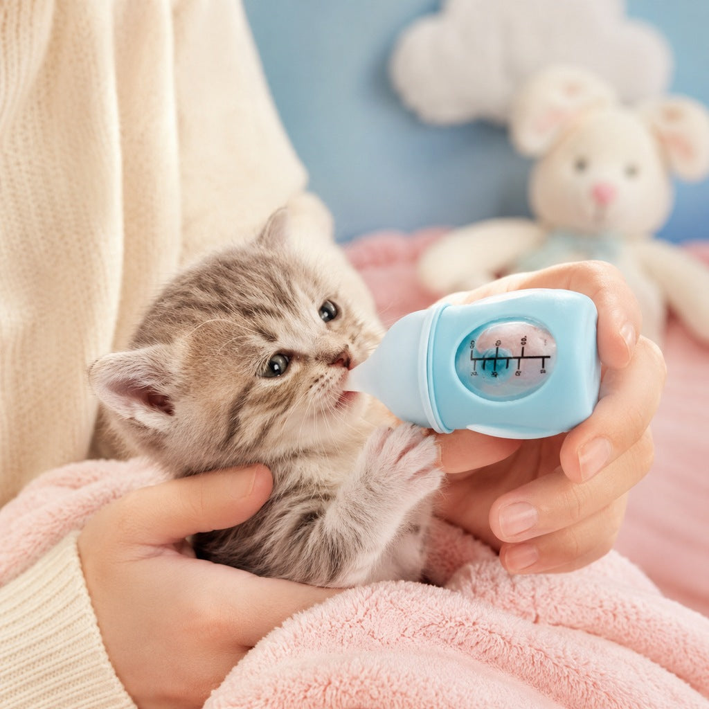 Ortekor Newborn Puppy & Kitten Nursing Bottle – Anti-Choke Silicone Pet Feeder for Safe, Gentle Milk Feeding at Home