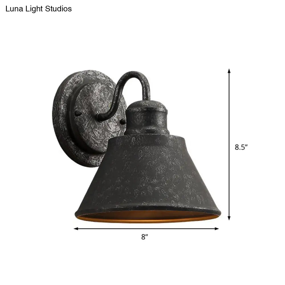 Metal Cone Wall Sconce Antique Silver Finish Hardwired Single Light Fixture Industrial Style for Bedroom Living Room Hallway Entryway