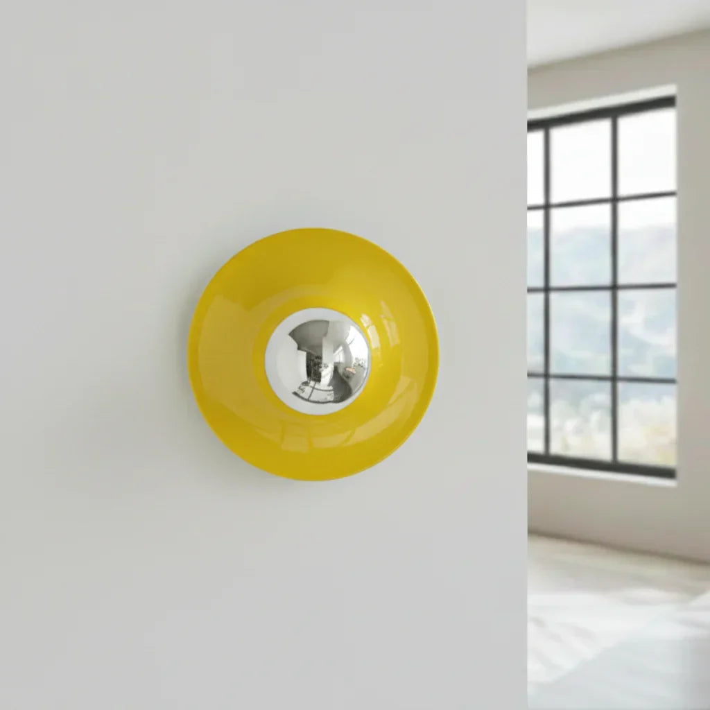 Compact Round Metal Wall Sconce 6 Inch White Retro Accent Light for Bedroom Hallway Kitchen Living Room LED Industrial Reading Fixture Moder