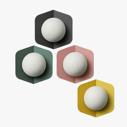 Hexagonal Metal Sconce with White Globe Shade, E27 Socket, 10-Inch Contemporary Fixture for Hallways, Nurseries & Bedrooms