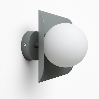 Modern Wall Sconce with White Glass Globe – Metal Frame LED Light for Bedroom, Living Room, Hallway & Dining | Minimalist Wall Mount Fixture
