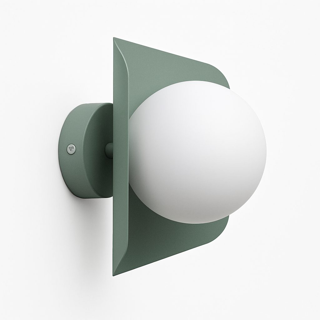 Modern Wall Sconce with White Glass Globe – Metal Frame LED Light for Bedroom, Living Room, Hallway & Dining | Minimalist Wall Mount Fixture