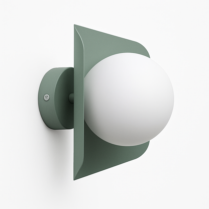 Modern Wall Sconce with White Glass Globe – Metal Frame LED Light for Bedroom, Living Room, Hallway & Dining | Minimalist Wall Mount Fixture