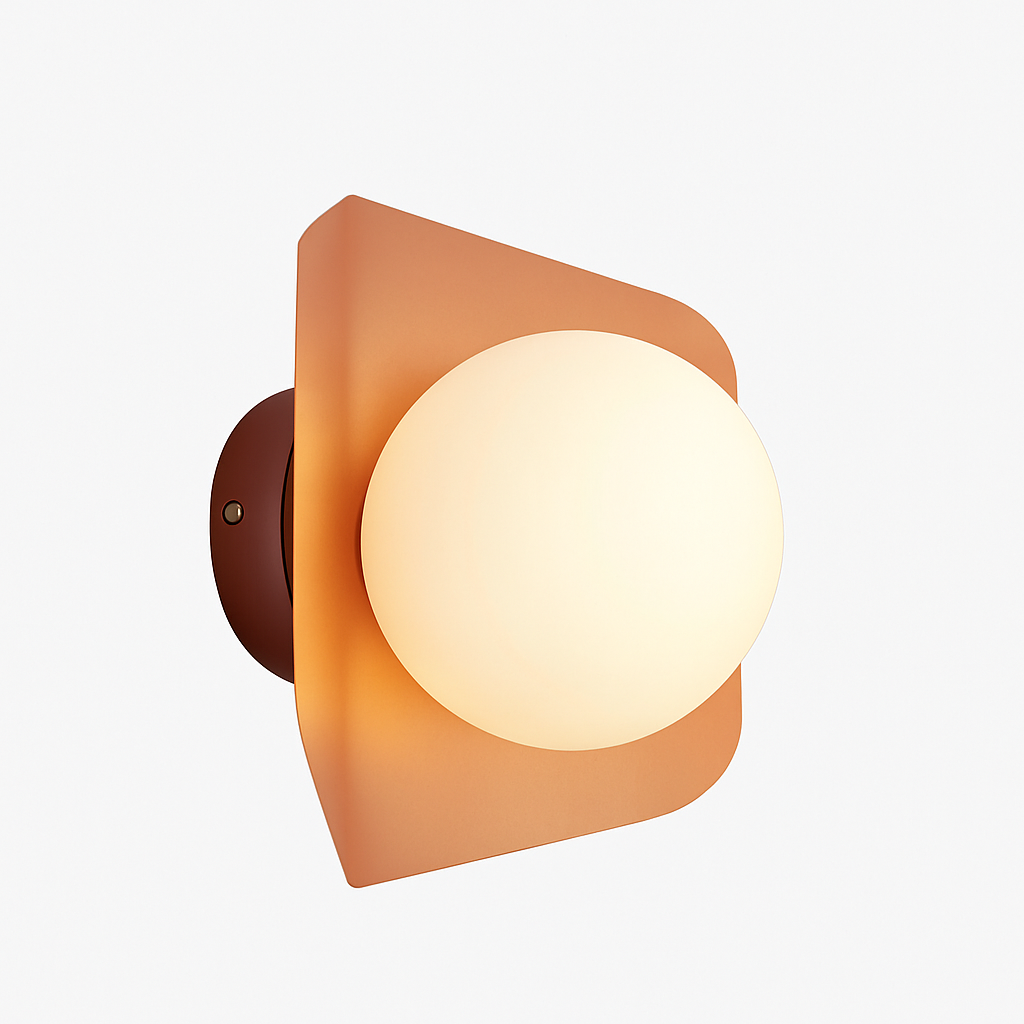 Modern Wall Sconce with White Glass Globe – Metal Frame LED Light for Bedroom, Living Room, Hallway & Dining | Minimalist Wall Mount Fixture