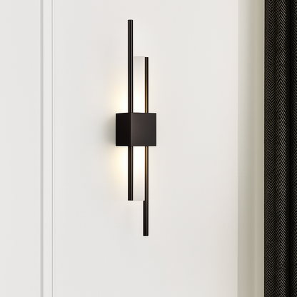 Modern Vertical LED Wall Sconce with Metal Bar & Acrylic Diffuser – Dual-Direction Up Down Light for Bedroom Living Room Hallway
