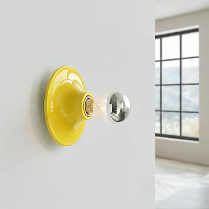 Compact Round Metal Wall Sconce 6 Inch White Retro Accent Light for Bedroom Hallway Kitchen Living Room LED Industrial Reading Fixture Moder