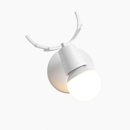 Scandinavian Wood & Metal Sconce E27 Socket 7.5×5×4.7 Inch White Black Antler Branch Reading Light Bedside Hallway Fixture Minimalist Decor