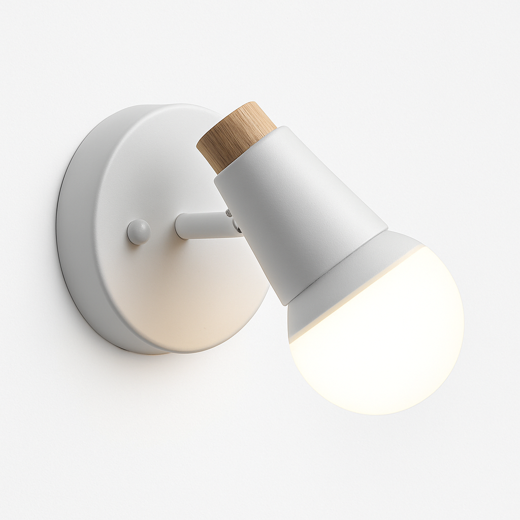 Scandinavian Wood & Metal Sconce E27 Socket 7.5×5×4.7 Inch White Black Antler Branch Reading Light Bedside Hallway Fixture Minimalist Decor