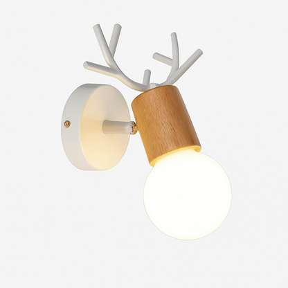 Deer Head Wall Sconce Wooden LED Light Fixture Rustic Antler Design for Living Room Bedroom Kitchen Modern Farmhouse Home Decor