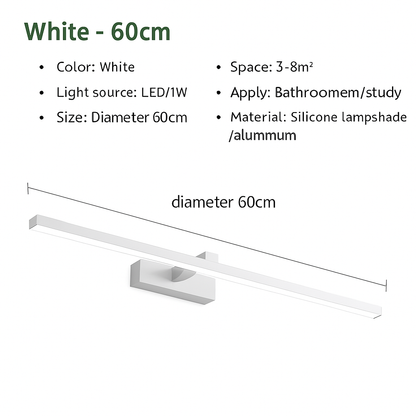 Contemporary Aluminum LED Vanity Light for Bathroom Mirror – 3 Color Temperature Settings, Wall-Mount