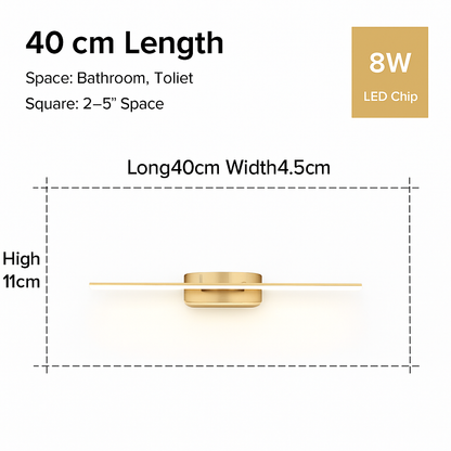 Contemporary Aluminum LED Vanity Light for Bathroom Mirror – 3 Color Temperature Settings, Wall-Mount